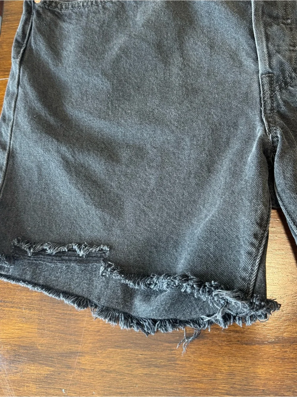 Levi's 501 Black Cutoff Denim Shorts High Rise Frayed Hem Baggy Button Fly W34